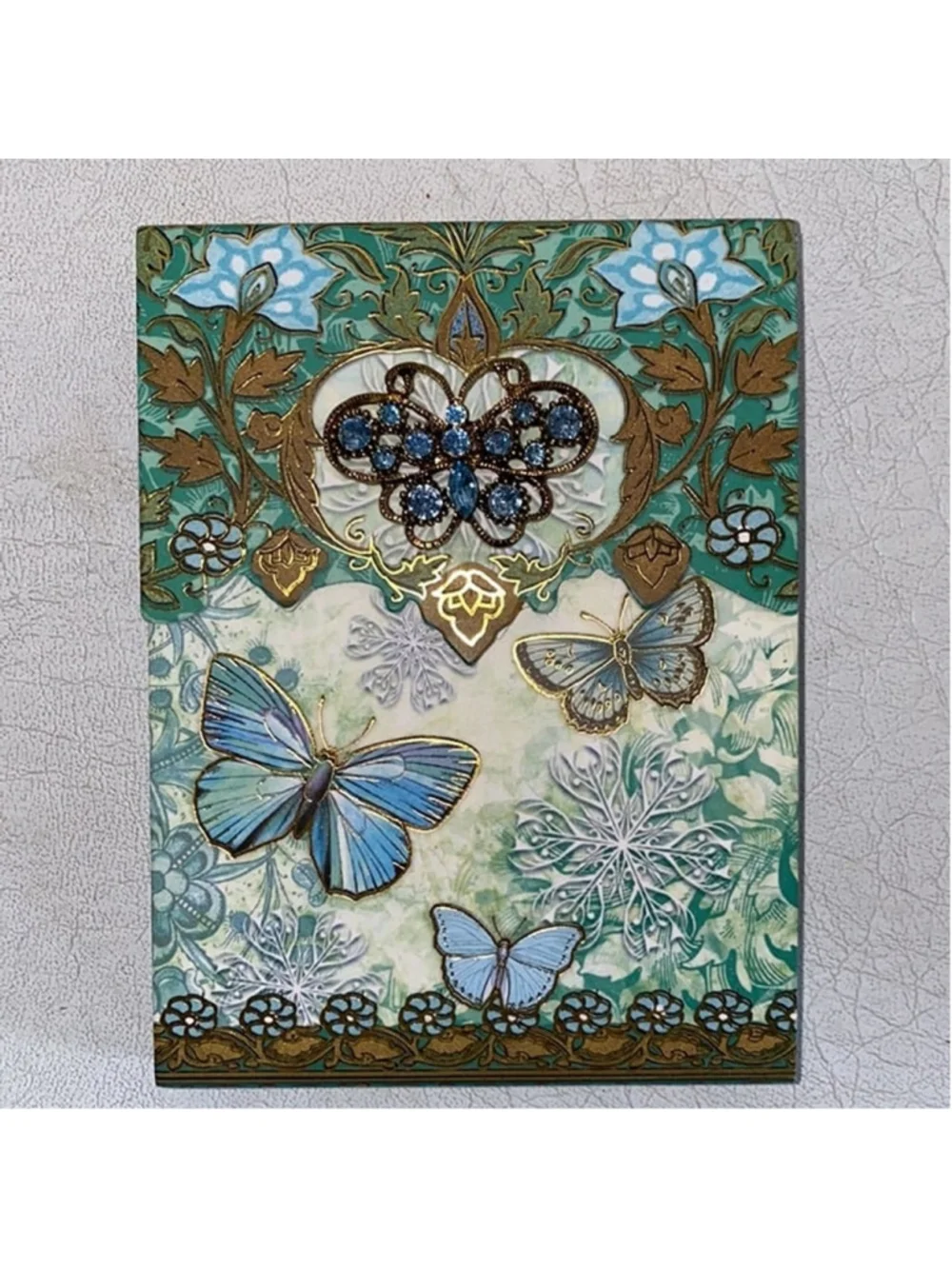 Jeweled fancy mini notebook butterfly floral design